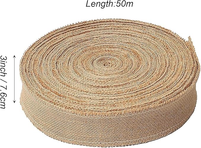 KINJOEK 3 Inch Wide 54 Yards Burlap Ribbon, Natural Jute Fabric Ribbon Crafts - Image 2