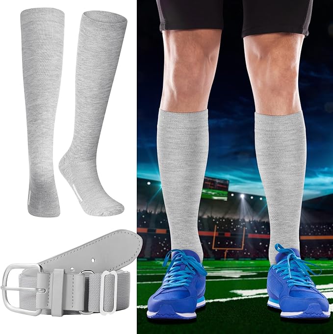 Haysandy Baseball or Softball Sock and Belt Combo Set 3 Football Baseball Socks with Softball Belt for Youth Boys Kids