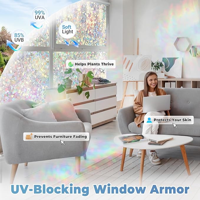 DOWELL Window Privacy Film Rainbow Film, Stained Glass Decorative Sticker - Image 3