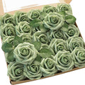 Floroom Artificial Flowers 25pcs Real Looking Elf Green Foam Fake Roses by Floroom