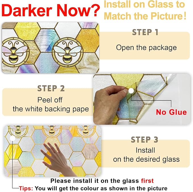 3D Stained Glass Window Privacy Film, Heat Control UV Blocking Static Cling - Image 4