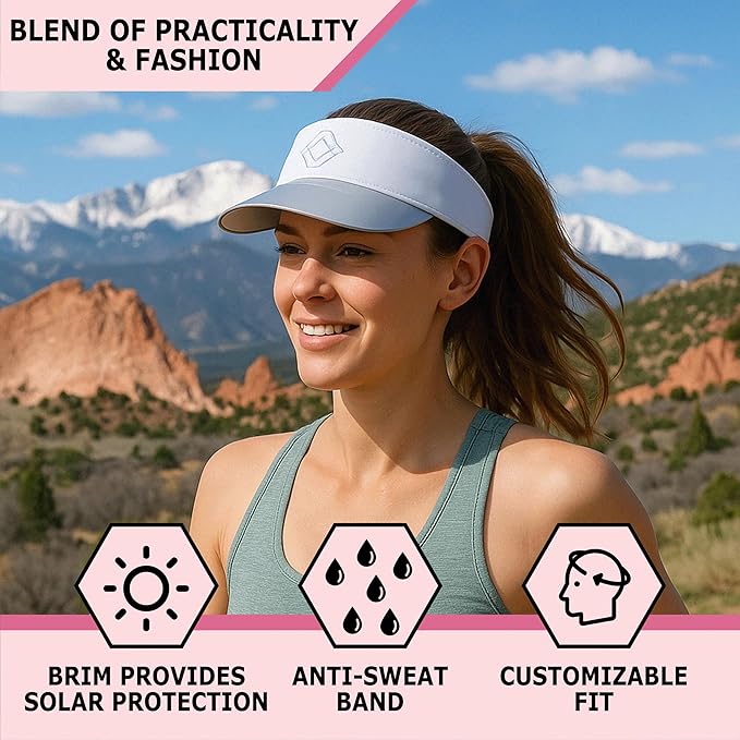 Funky Junque Women's UV 50 Adjustable Sun Visor - Golf Tennis Pickleball - Sports Themes Solid Colors Easter Pastels