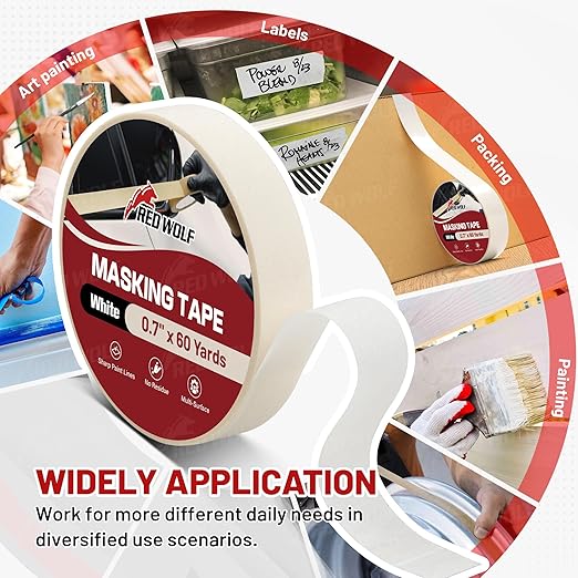 RED WOLF 1.41" x 60 Yards Masking Tape 6 Pack, General Purpose - Image 6