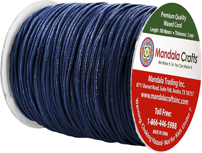 Mandala Crafts 2mm 109 Yards Navy Blue Cotton Waxed Cord - Image 2