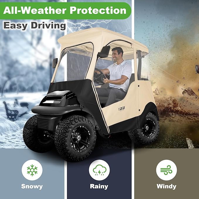 10L0L Deluxe 2 Passenger Golf Cart Enclosure for Club Car Precedent,Onward & Tempo Waterproof Windproof Portable Transparent Golf Cart Rain Enclosures Storage Cover - 57" Roof Fit