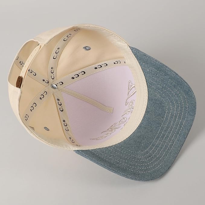 MIRMARU Two-Tone Vintage Canvas Trucker Hats for Men & Women, Adjustable Size Baseball Caps with Trendy Embroidered Design