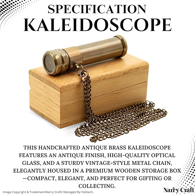 Brass Kaleidoscope with Wooden Box | Handcrafted Vintage Kaleidoscope with - Image 4