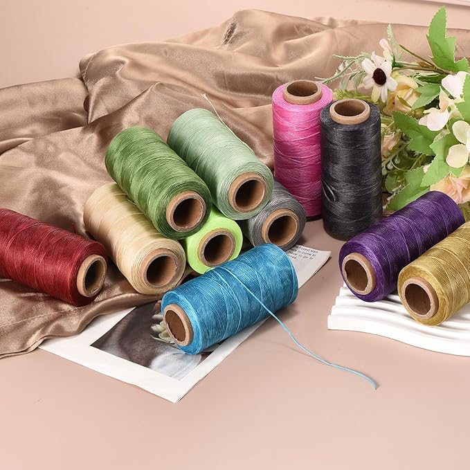 MECCANIXITY Waxed Thread, 284 Yard 0.8mm 150D Flat Wax Thread Polyester Waxed - Image 4
