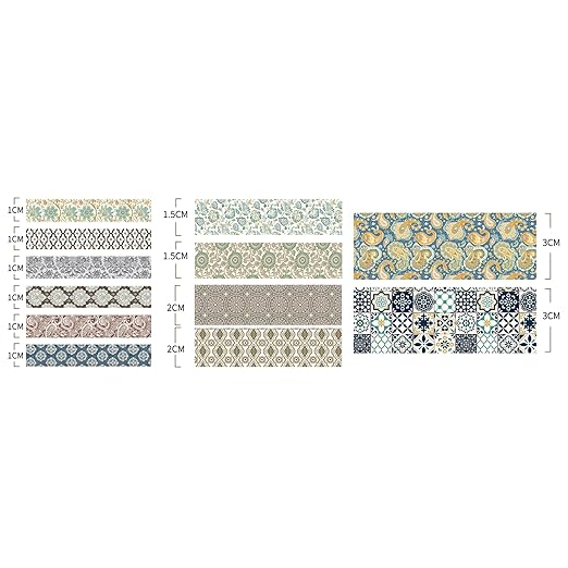 12 Rolls Exotic Charm Washi Tape Set Floral Arts Adhesive Tapes Geometric - Image 4