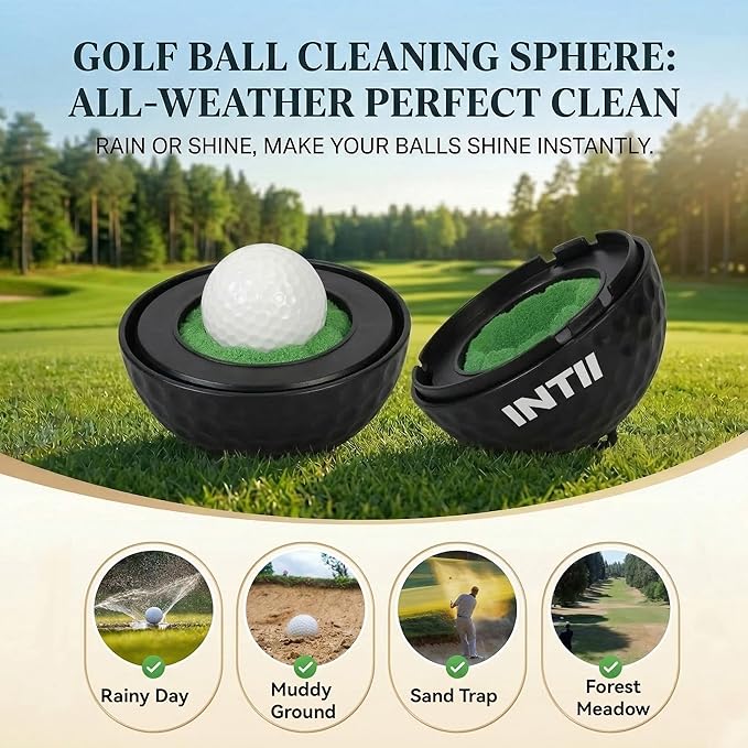 Upgrade Portable Golf Ball Cleaner More Lightweight, Home Golf Ball Washer for Bag, with Replaceable Sponges, Clip-On Design, Premium Golf Accessories Gift