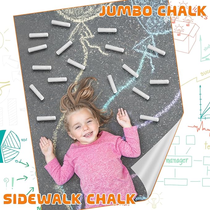 20 Pcs Sidewalk Chalks for Kids Non Toxic Jumbo Chalk for Party Gift Outdoor - Image 4