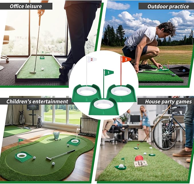 Sotiff Golf Putting Practice Cup Hole Training Aids Golf Accessories Training Putters with Plastic Flag for Adult Office Garage Yard Indoor Outdoor Practice