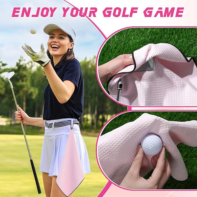 Batiyeer Golf Towel Bulk for Golf Bags 16'' x 16'' Microfiber Fabric Towel with Clip Waffle Pattern, Fitness, Camping, Hiking, Yoga