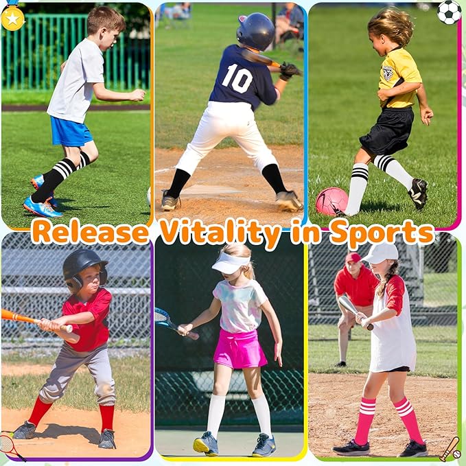 Olreco 1 Pack Toddler Kids Youth Soccer Socks Girls Boys Baseball Socks Youth Knee High Softball Football Accessories Cotton