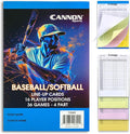 Cannon Sports Baseball Softball Lineup Cards - 36 Games, 16 Player Roster, 4-Part Carbon Copies - Lineup Sheets for Baseball/Softball
