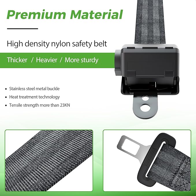Universal Golf Cart Seat Belts Kit for Yamaha Club Car EZGO Go-Kart ATV UTV, 42 inch Retractable Seat Belts Kit (Without Mounting Bar)