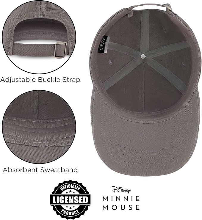 Disney Women's Baseball Cap, Minnie Mouse Adjustable Hat for Adult