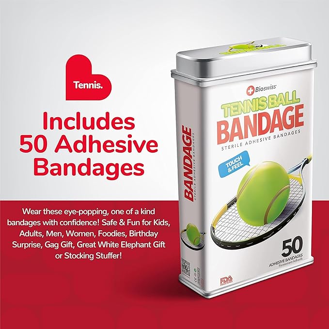 BioSwiss Bandages, Tennis Ball Shaped Self Adhesive Bandage Set, Latex Free, Sterile Wound Care, 50 Count