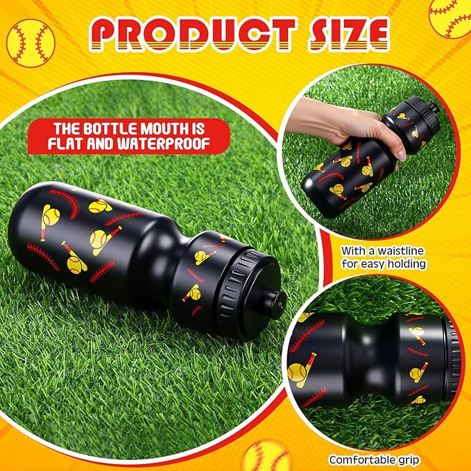 Reallnaive 12 Pcs Softball Party Favors 24 oz Softball Water Bottle Gift for Team with Drawstring Bag Bulk Gifts Tumbler Cup Sports Themed Accessories for Events Supplies