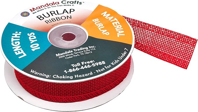 Mandala Crafts Red Burlap Ribbon 1 Inch Wide Jute Ribbons - Image 4