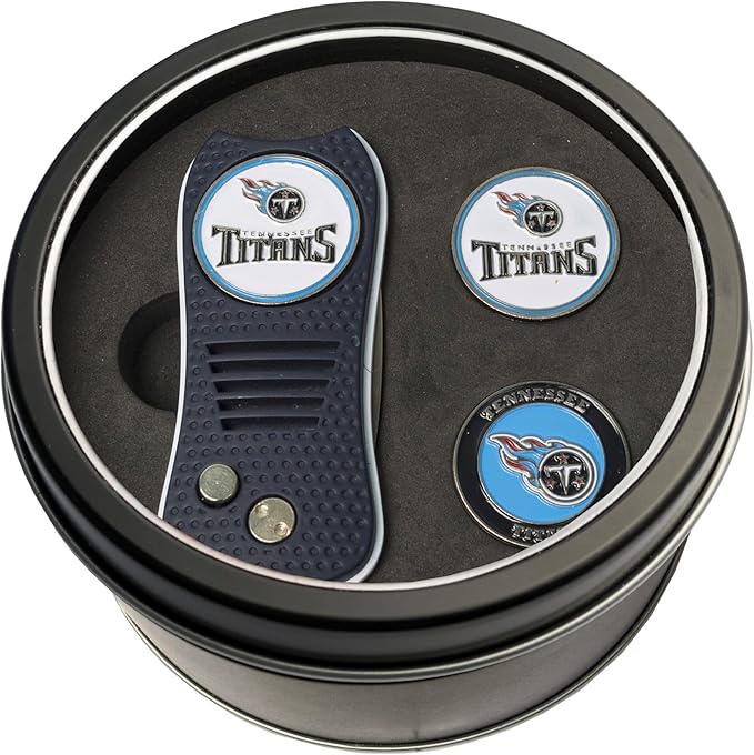 Team Golf NFL Gift Set Retractable Divot Tool with 3 Double-Sided Magnetic Ball Markers, Patented Single Prong Design, Causes Less Damage to Greens, Retractable Mechanism