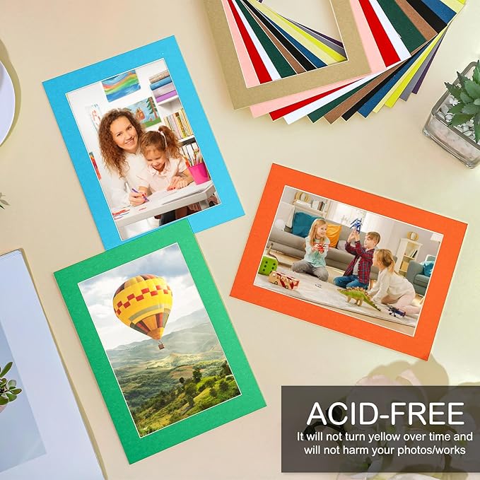 15 Pack 5x7 Picture Mats, Mixed Colors Frame Mattes - Image 5