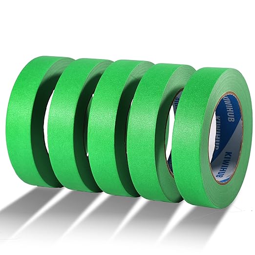 Green Painters Tape, 1 inch x 60 Yards x 5 Rolls by KIWIHUB