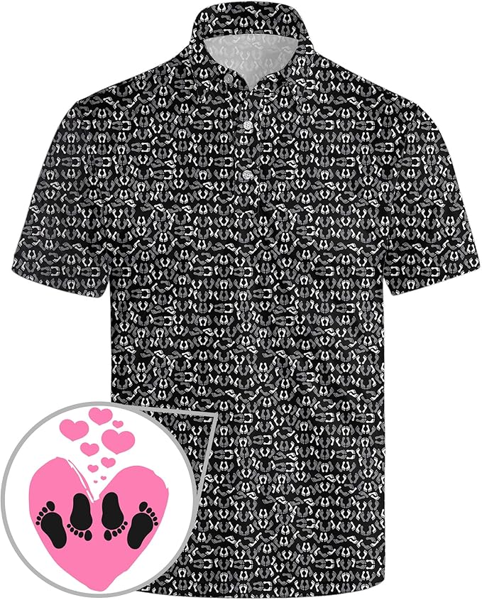 Golf Polo Shirts for Men Funny Print Short Sleeve Golf Shirts Performance Golf Polos
