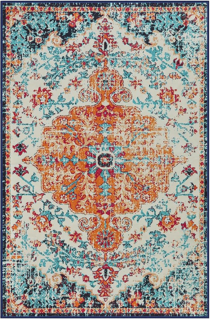 Lahome Orange 6x9 Area Rugs Boho Washable Area Rug - Image 9