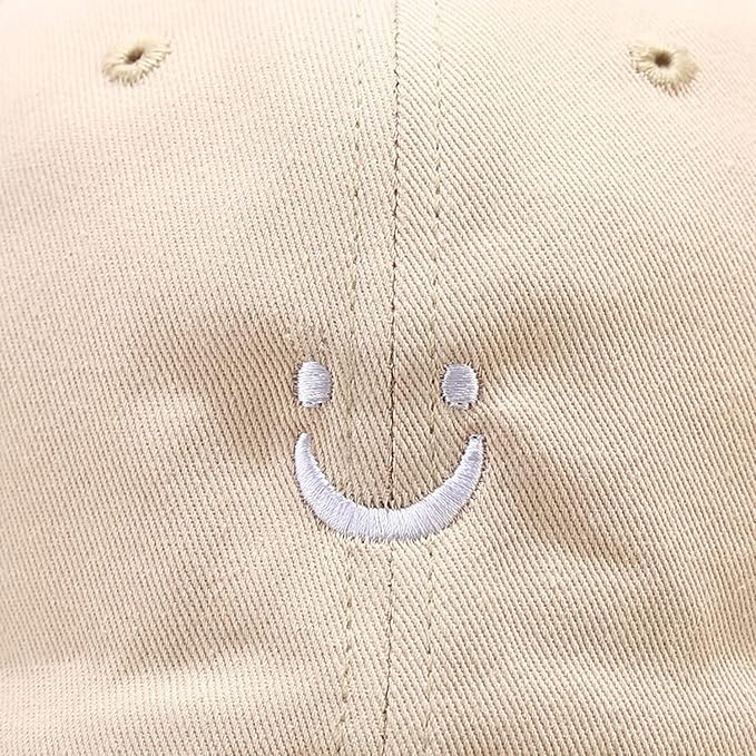 Umeepar Smile Face Baseball Cap for Women Men Adjustable Low Profile Unstructured Cotton Dad Hat