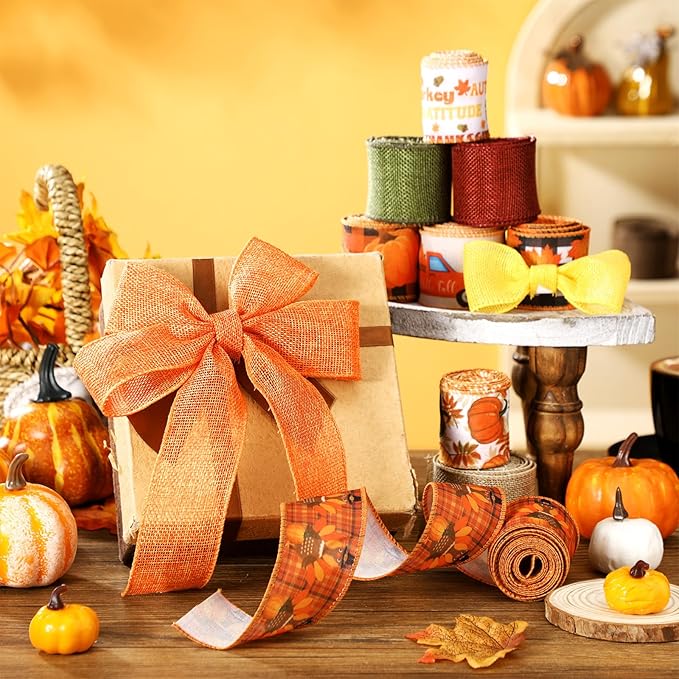 12 Rolls Fall Wired Edge Ribbon - Image 3