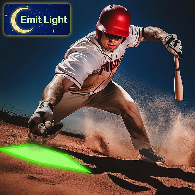 Glow-in-the-Dark Baseball Rubber Bases - 2/3/4 Piece Home Plates for Pitcher's Daily Strength and Agility Training, Backyard Practice, Adult for Softball Kickball Baseball Play and Playground Practice