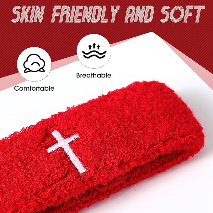 Soulchen 4 pcs Cross Bicep Bands Wrist Bands Christian Arm Sweat Wristbands Absorbent Armband for Men Women Football Baseball Players Sports Activities Supplies