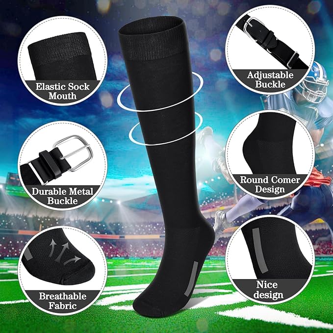 Haysandy Baseball or Softball Sock and Belt Combo Set 3 Football Baseball Socks with Softball Belt for Youth Boys Kids