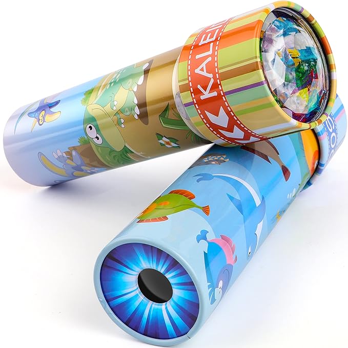 Classic Tin Kaleidoscopes 2 Pack, Discover Hidden Animals, Crystal Clear View by ikeelo
