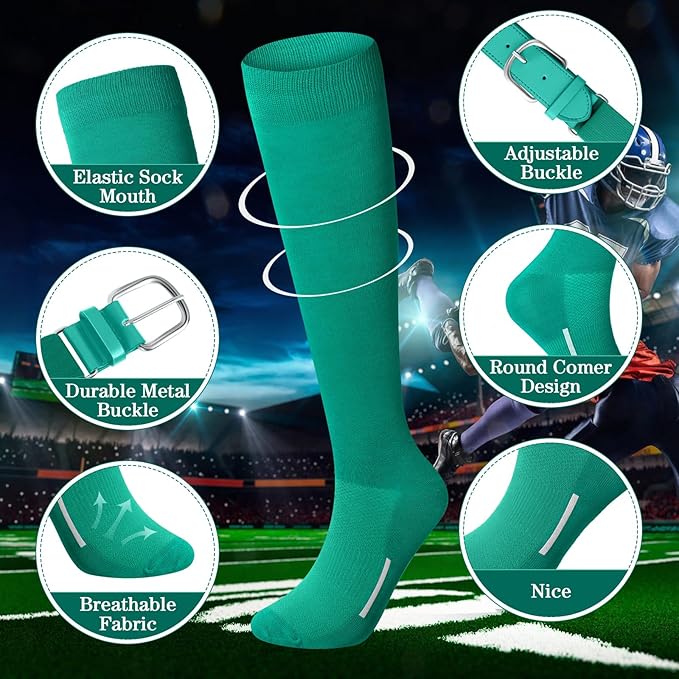 Haysandy Baseball or Softball Sock and Belt Combo Set 3 Football Baseball Socks with Softball Belt for Youth Boys Kids