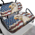 Bulopur Bald Eagle American Flag Golf Cart Seat Covers 2 Pack Fit for EZGO TXT RXV/Club Car DS Precedent Golf Cart Bench Cover and Backrest Cover Set Patriotic Golfcart Accessories