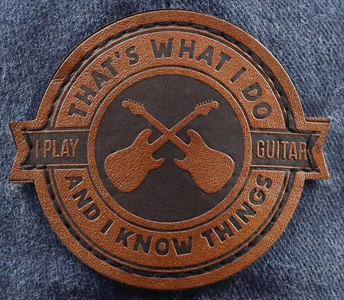 That's What I Do I Play Guitar and I Know Things Hats for Men Women, Adjustable Guitar Decor Leather Patch Baseball Cap