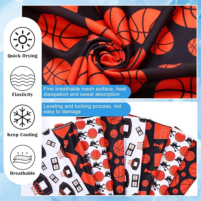FuWeave 24 Count Basketball Cooling Towel 40 x 12 Inch Breathable Sport Cooling Towel Microfiber Fast Drying Basketball Team Gifts for Athletes Yoga Gym Camping Running