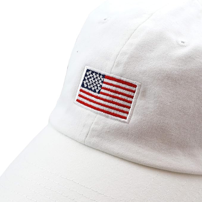 USA Flag & Embroidery Premium 100% Cotton Low Profile Adjustable Baseball Dad Cap