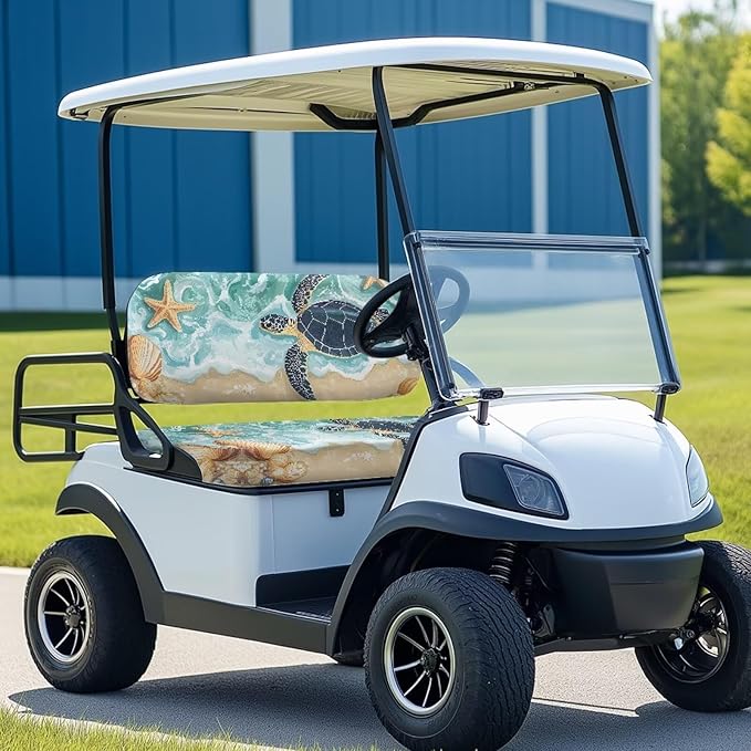 Bulopur Beach Sea Turtle Golf Cart Seat Towel Covers Non-Slip Elastic Golfcart Front Seat Cover Compatible with EZGO & Club Car Universal Golf Cart Accessories