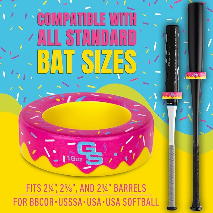 GoSports Baseball and Softball Bat Donut - 16 oz Baseball Drip Bat Weight for Youth and Adult - Blue or Pink