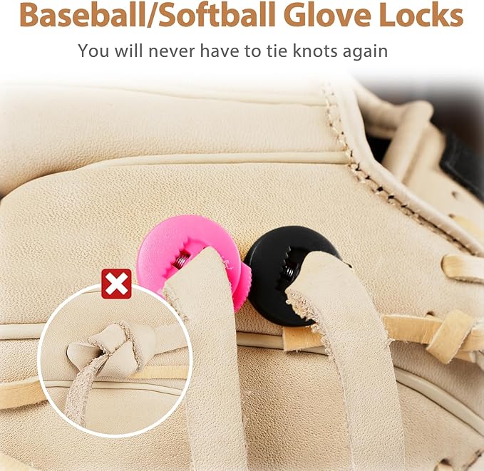 Glove Locks, 8-Pack Baseball/Softball Glove Lace Locks – Vibrant Colors, No Retie Knots, Spring-Lock Tech, Durable Design.