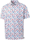 M MAELREG Mens Golf Shirt Short Sleeve Dry Fit Print Moisture Wicking Performance Patterns Collared Polo Shirt
