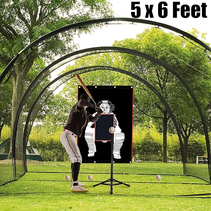 Batting Cage Backstop with Strike Zone Heavy Duty PVC Coated Oxford Fabric Vinyl Baseball Backstops with Catcher Softball Pitcher Training Equipment Aid