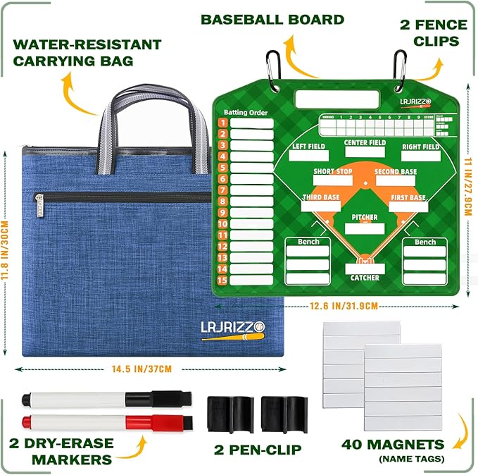 Magnetic Baseball Lineup Board，Baseballs Lineup Cards Baseball Lineup Board for Dugout Baseballs Clipboard for Coaches Softball Coach Must Haves Marker Boards Baseball Coaching Accessories（Green）