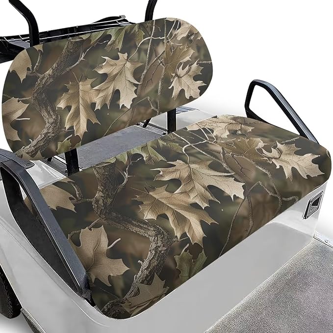 Bulopur Camo Golf Cart Seat Cushion Cover and Backrest Cover Set of 2 Breathable Golfcart Seat Protective Covers Washable Fabric Universal Accessories for Golf Cart Seats Blanket