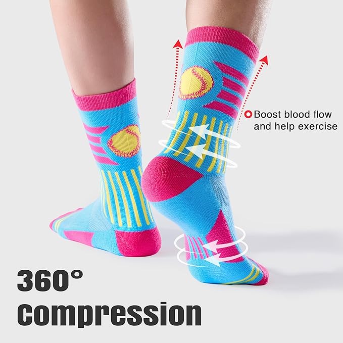 Jeasona Softball Socks for Girls & Women, Athletic Knee-high Team Sports Socks, Youth Softball Stuff Accessories