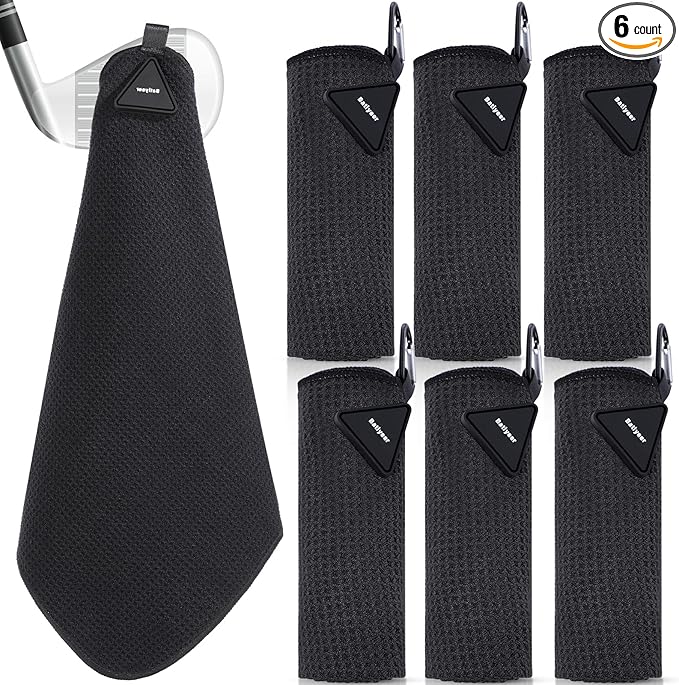 Batiyeer Magnetic Golf Towel Bulk 16" x 16" Microfiber Fabric Towels with Clip Waffle Absorbent Strength Magnet Golf Accessories Ball Cleaner for Carts Men