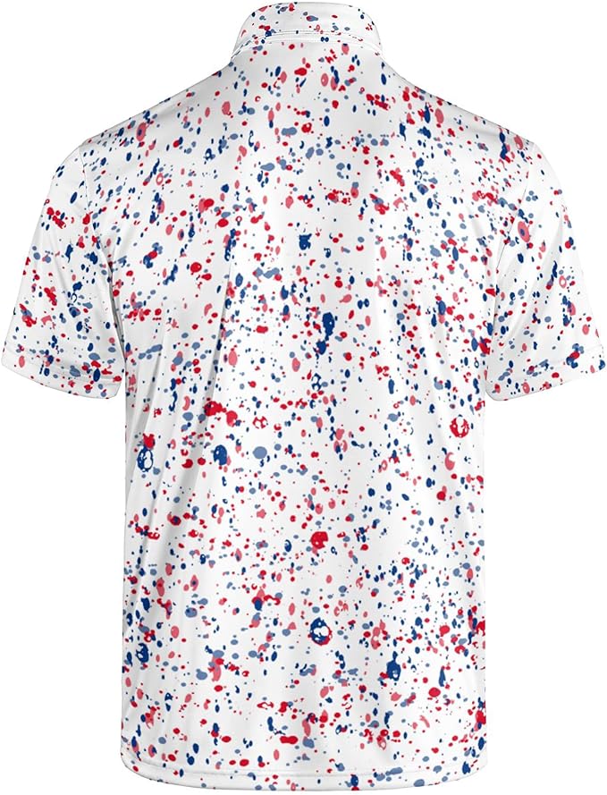 Golf Polo Shirts for Men Funny Print Short Sleeve Golf Shirts Performance Golf Polos